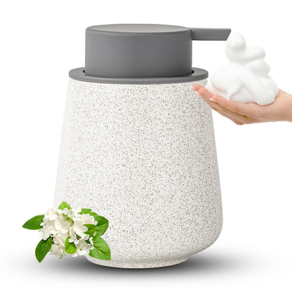 AZMOYAC Foaming Soap Dispenser - 12 Oz Ceramic Foam Soap Dispenser for Bathroom Hand Wash Dispenser Bottle with Golden Foaming Pump Refillable Dish Soap Dispenser Green Rubber Paint