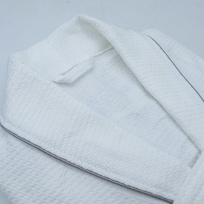 Cotton Waffle Hotel Bathrobe with Shawl Collar