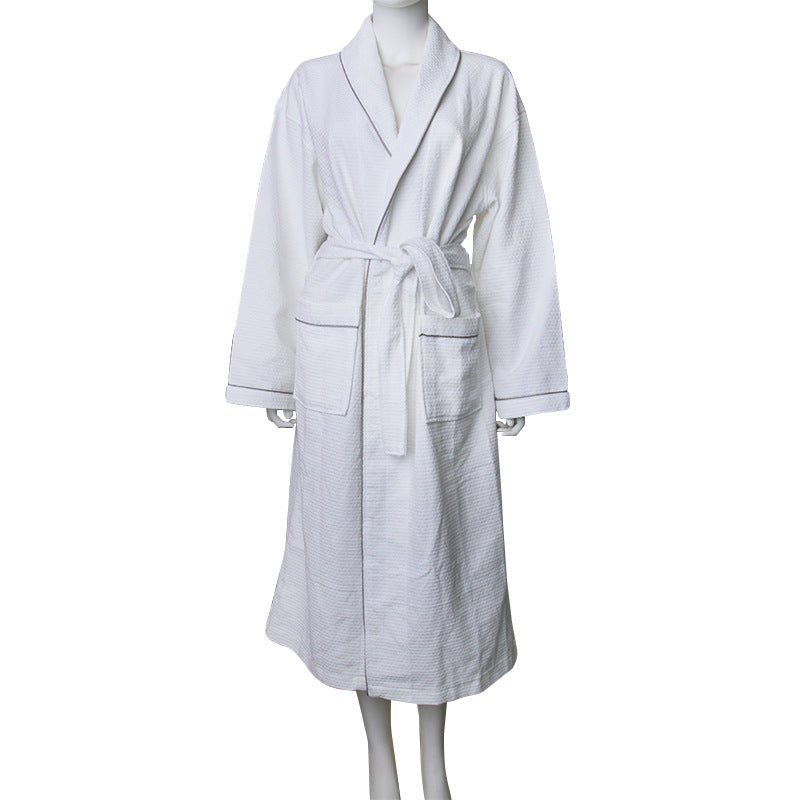 Cotton Waffle Hotel Bathrobe with Shawl Collar