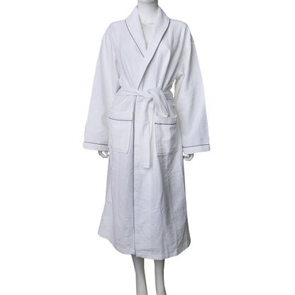 Cotton Waffle Hotel Bathrobe with Shawl Collar