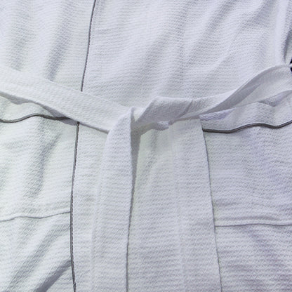 Cotton Waffle Hotel Bathrobe with Shawl Collar