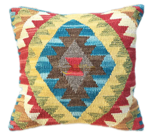 Handmade Kilim Pillow Case 60x60 - Decorative Woolen Gift