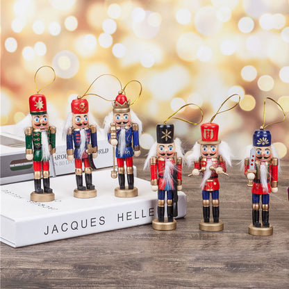 12cm Wooden Nutcracker Soldier Christmas Ornament Set