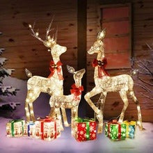 LED Lighted Rattan Deer Christmas Set (3-Piece)