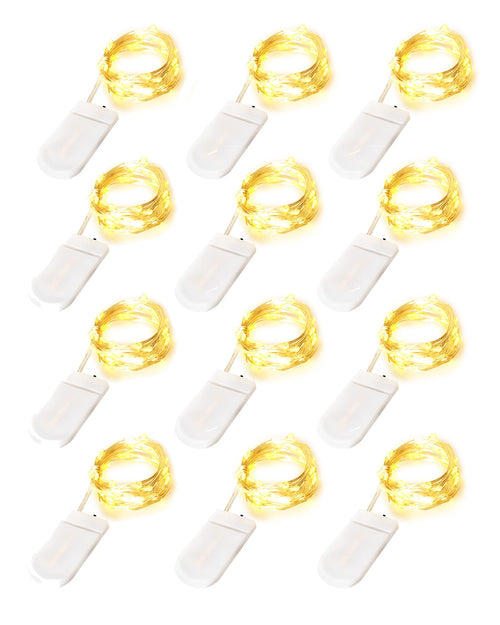 Blingstar Fairy Lights Battery Operated Christmas Lights 12 Pack 7Ft 20 LED Mini String Lights Silver Wire Mason Jar Lights Firefly Lights for Bedroom Wedding Birthday Party Centerpiece Warm White