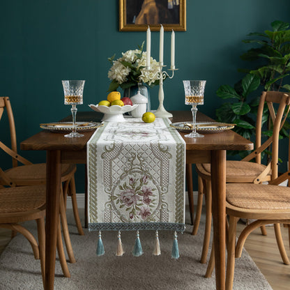 Modern Minimalist Christmas Table Runner with Tassels