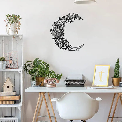 Boho Moon Phase Metal Wall Art for Home Decor