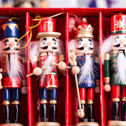 12cm Wooden Nutcracker Soldier Christmas Ornament Set