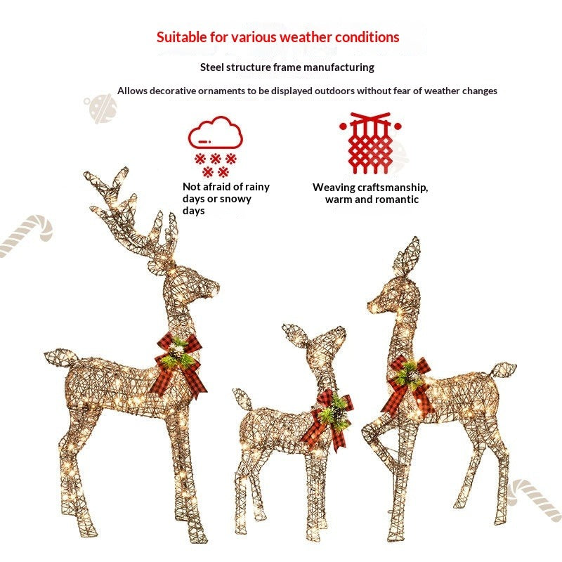 LED Lighted Rattan Deer Christmas Set (3-Piece)