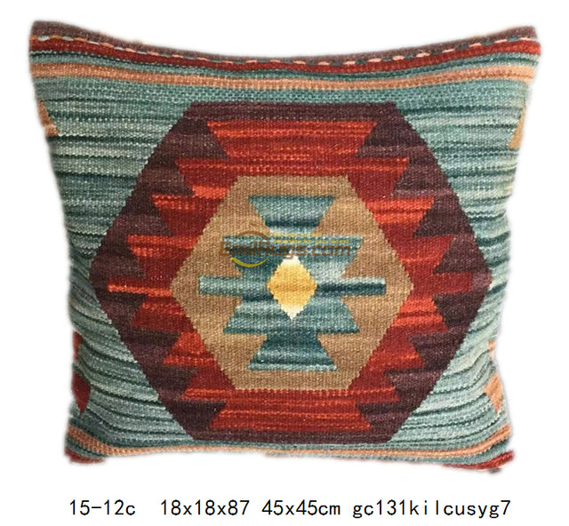 Handmade Kilim Pillow Case 60x60 - Decorative Woolen Gift