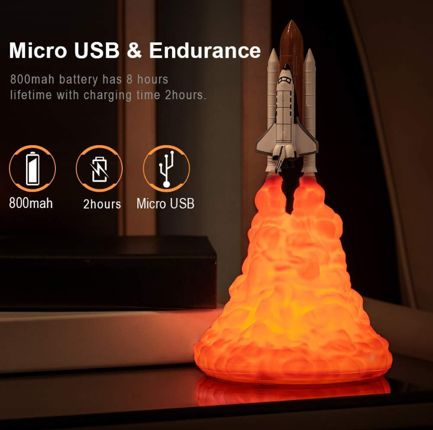 Creative Rocket Moon Night Light Table Lamp Decor