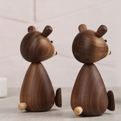 Nordic Black Walnut Bear Decor for Kids' Room