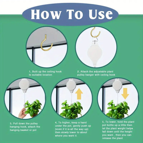 Retractable Plant Hanger with Adjustable Heavy Duty Hooks