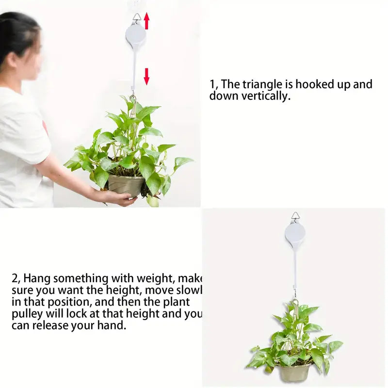 Retractable Plant Hanger with Adjustable Heavy Duty Hooks