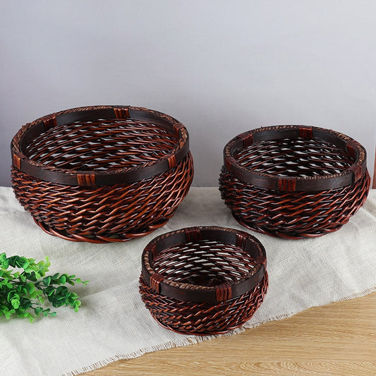 Circular Rattan Storage Basket