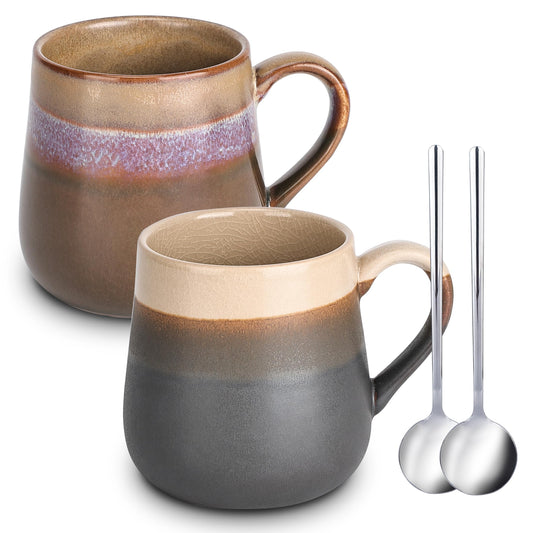 LINVIA Reactive Glaze Ceramic Mug 16oz, Set of 2