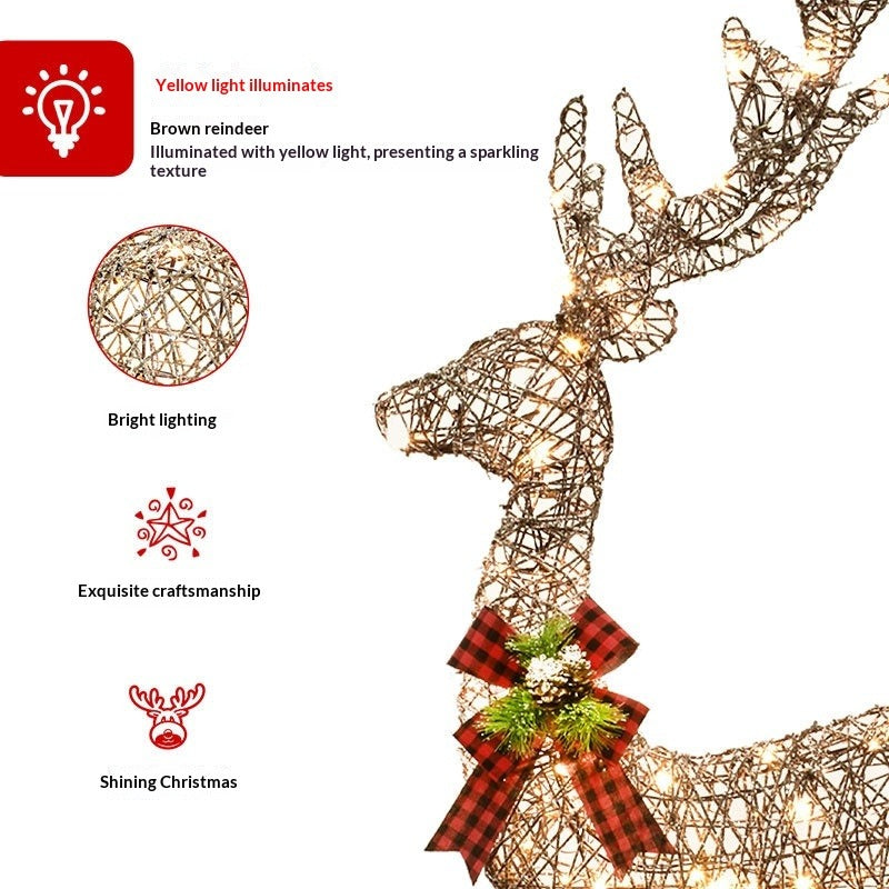 LED Lighted Rattan Deer Christmas Set (3-Piece)