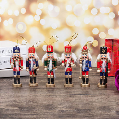 12cm Wooden Nutcracker Soldier Christmas Ornament Set