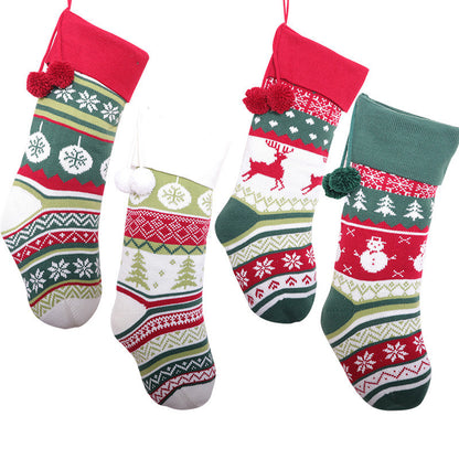 Knitted Christmas Stocking Candy Bag for Decoration