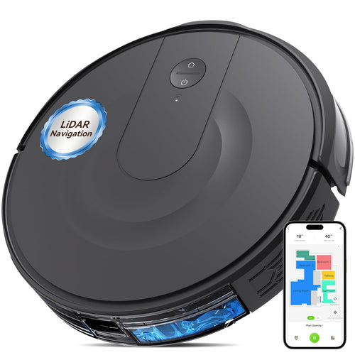 Kokaidia Robot Vacuum and Mop Combo LiDAR Navigation Ultra Slim Design 9000Pa Suction Robotic Vacuum Cleaner – 200 Min Runtime Auto Recharge Customizable Cleaning for Pet Hair Hard Floors