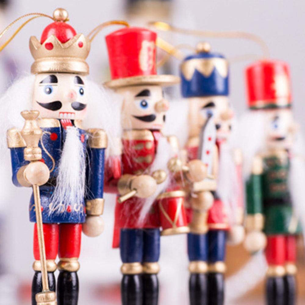 12cm Wooden Nutcracker Soldier Christmas Ornament Set