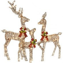 LED Lighted Rattan Deer Christmas Set (3-Piece)