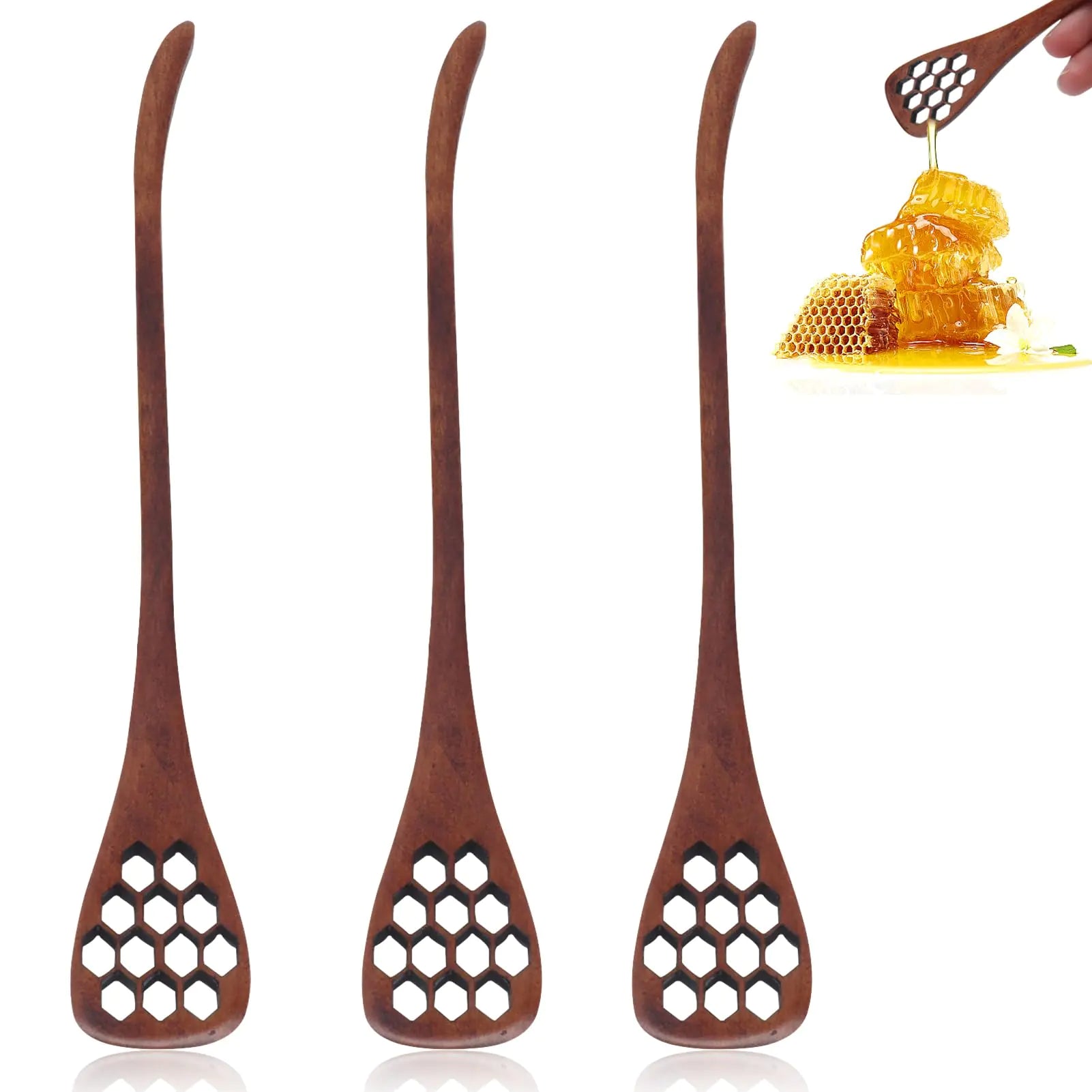 Set of 3 Wooden Honey Dipper Sticks