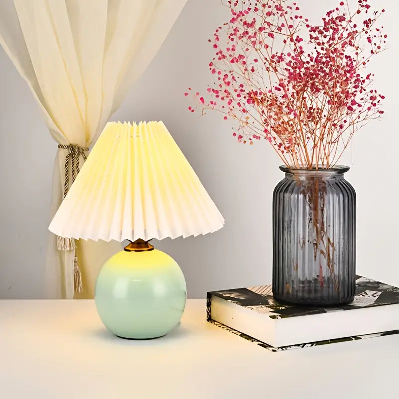 Textured Ceramic Mini Table Lamp for Small Spaces