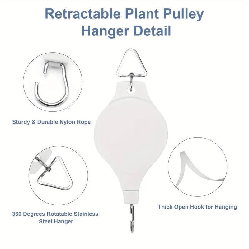 Retractable Plant Hanger with Adjustable Heavy Duty Hooks
