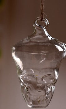 Hanging Skull Glass Vase with Transparent Design
