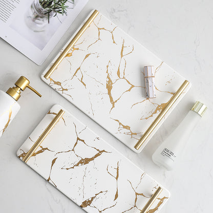 Nordic Marble Pattern Ceramic Rectangular Tray