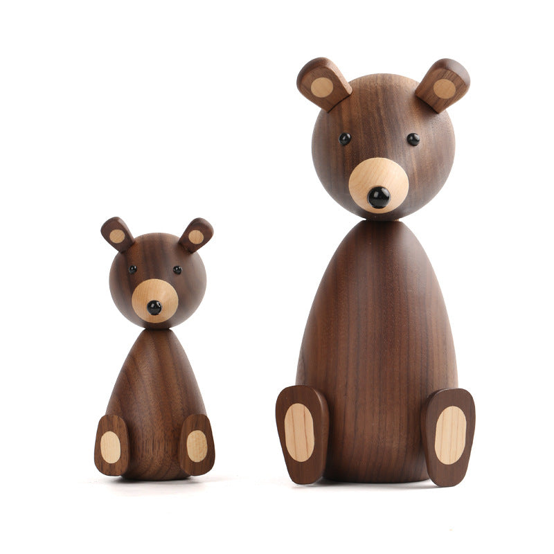 Nordic Black Walnut Bear Decor for Kids' Room