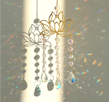 Solar Flower Catcher with Hollow Metal Wind Chime