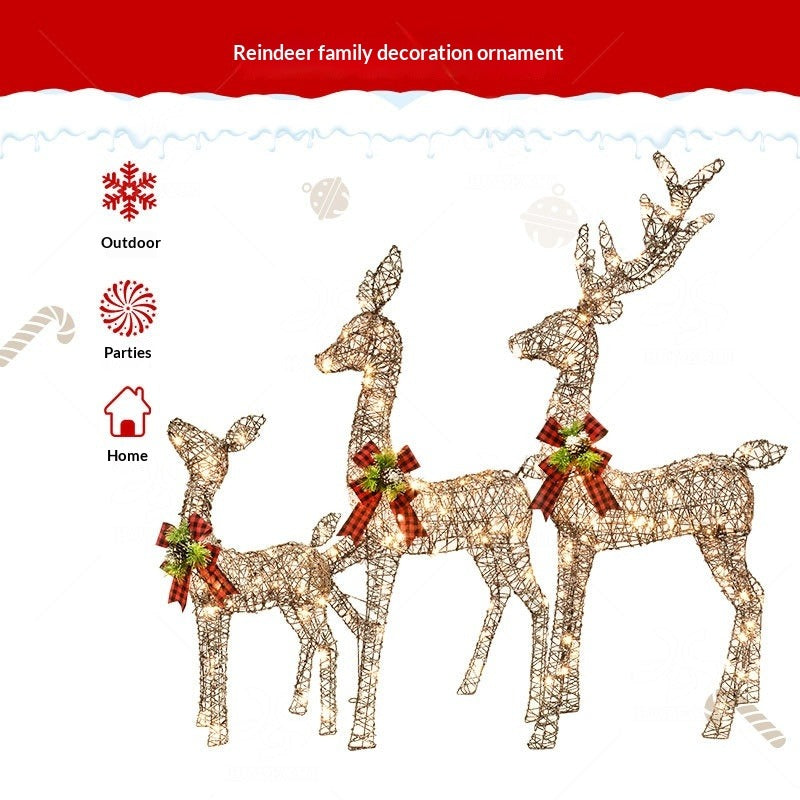 LED Lighted Rattan Deer Christmas Set (3-Piece)