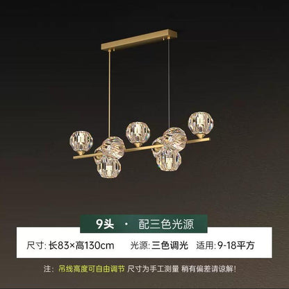 Modern Nordic Crystal Copper Dining Pendant Light
