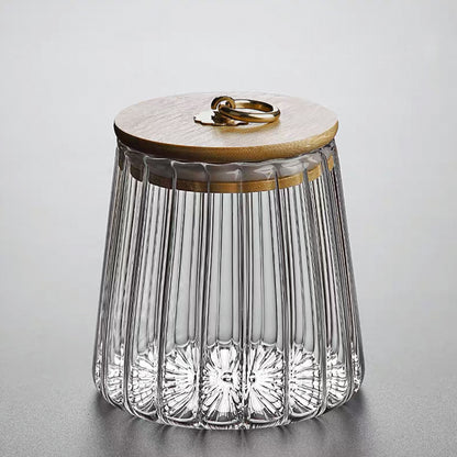 Dustproof Glass Storage Jar with Bamboo Lid
