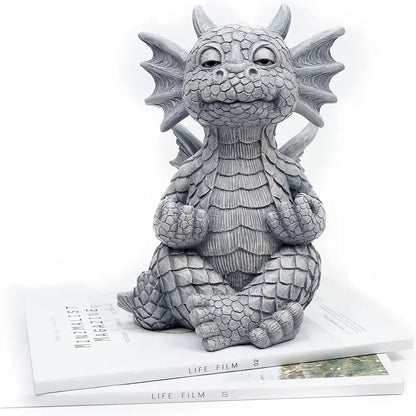 Meditation Fiery Yoga Dragon Garden Statue in Resin