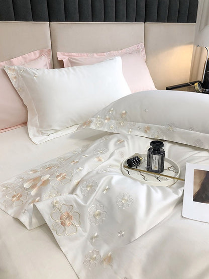 Princess Style 100% Cotton Floral Embroidery Bedding Set