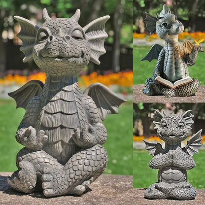 Meditation Fiery Yoga Dragon Garden Statue in Resin