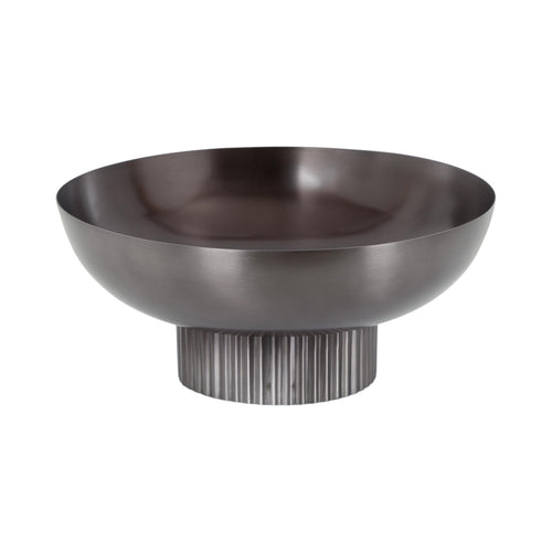 Kate and Laurel Rooks Ribbed Decorative Metal Bowl 12 Inch Diameter Gray Gunmetal Modern Raised Fruit Bowl for Kitchen Counter or Use as a Key Bowl for an Entryway Table
