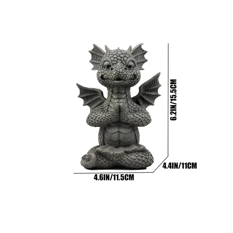Meditation Fiery Yoga Dragon Garden Statue in Resin