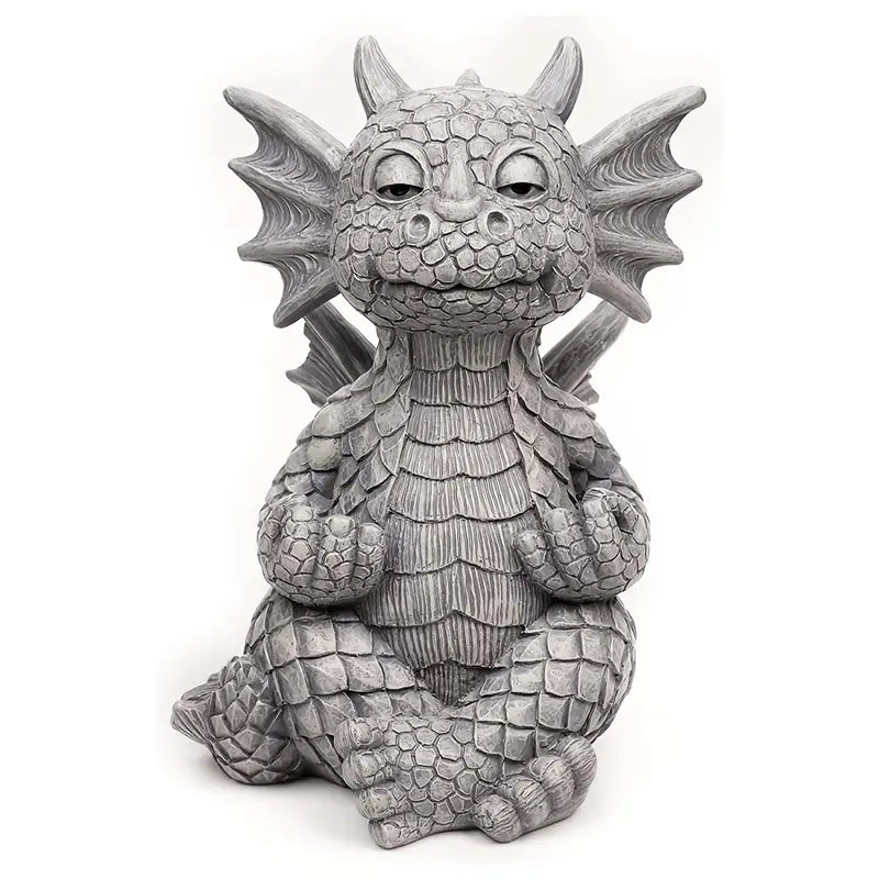 Meditation Fiery Yoga Dragon Garden Statue in Resin