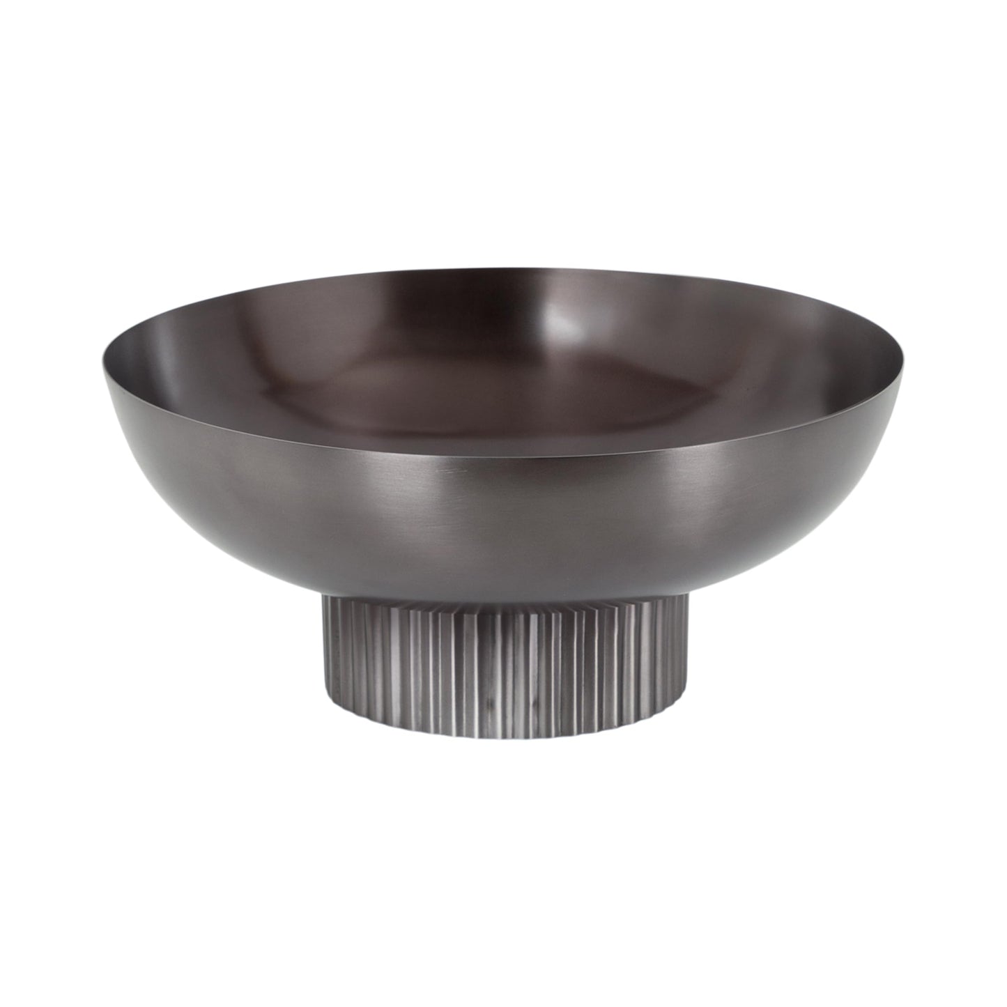 Kate and Laurel Rooks Ribbed Decorative Metal Bowl 12 Inch Diameter Gray Gunmetal Modern Raised Fruit Bowl for Kitchen Counter or Use as a Key Bowl for an Entryway Table
