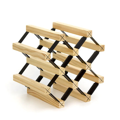 Modular Square Wine Rack with Pine Wood and Metal Frame